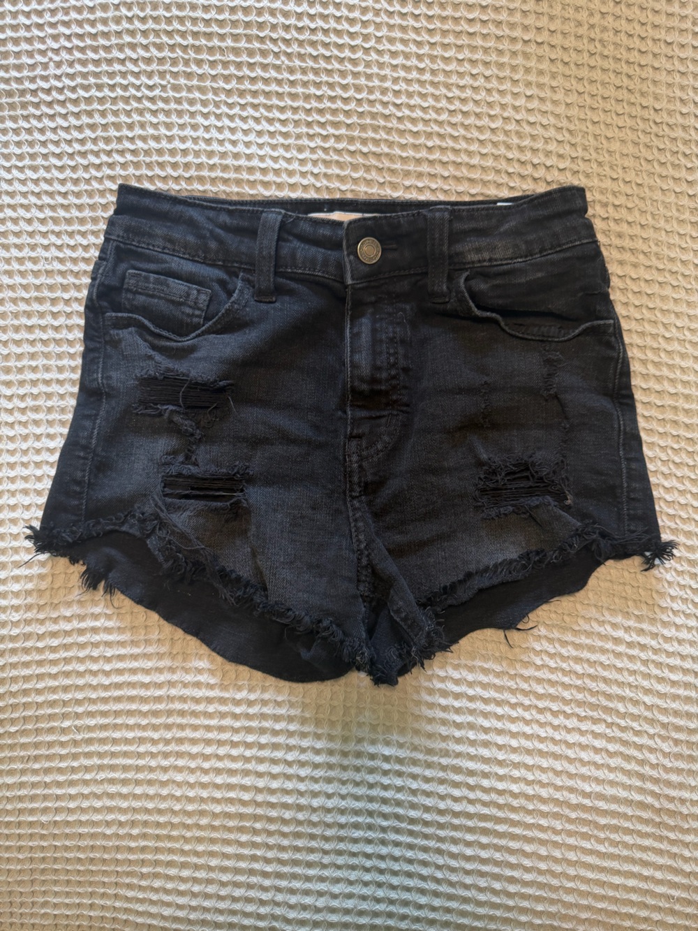 Studio Black Distressed Denim Shorts